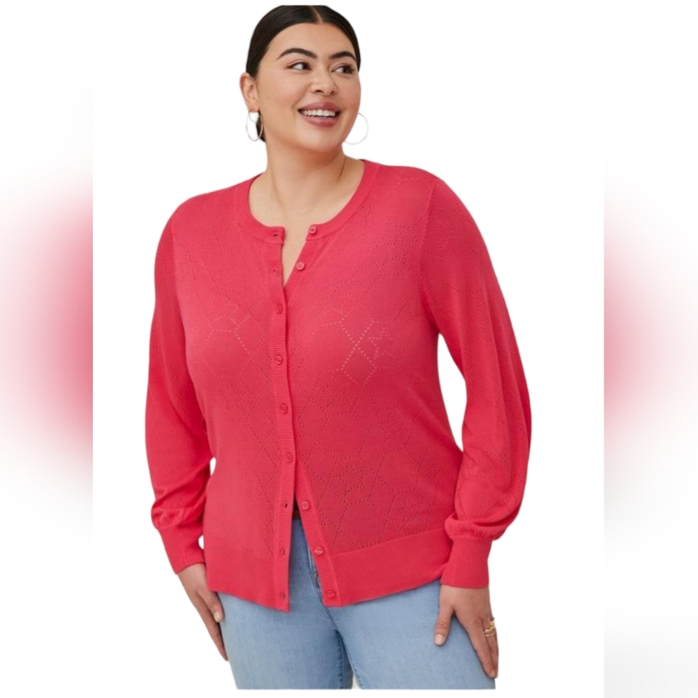 TORRID Cardigan Sweater Pointelle with Star Pattern - Picture 2 of 9